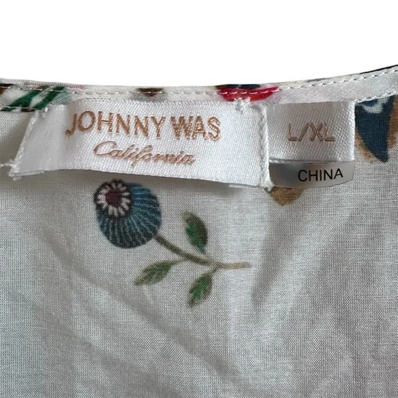 Johnny Was White Floral Ardella Swim Cover Up Kimono L XL - Picture 13 of 14